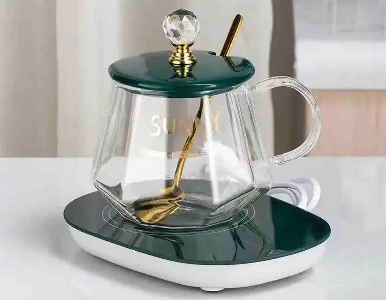 Tetera de vidrio con calentador