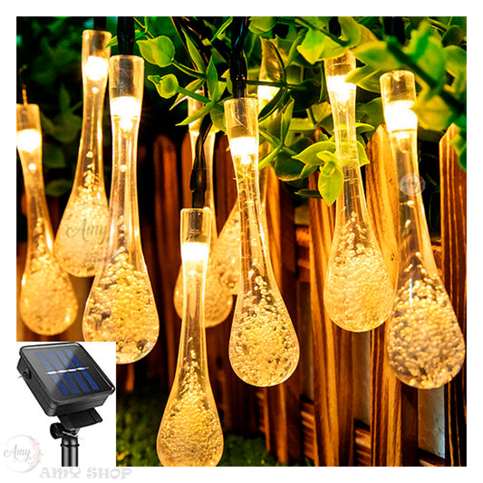 GOTAS DE CRISTAL CON PANEL SOLAR 50 LED