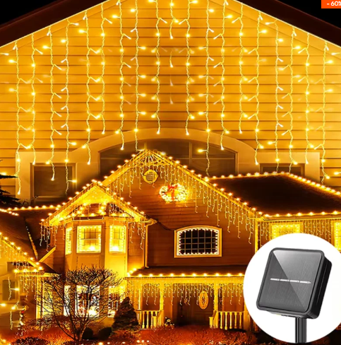 Cascada de Luz con Panel Solar 3MTS