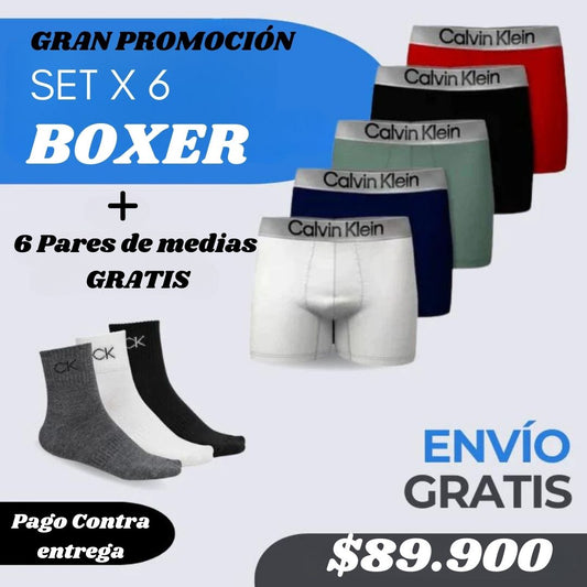 6 BOXER + 6 PARES DE MEDIAS GRATIS